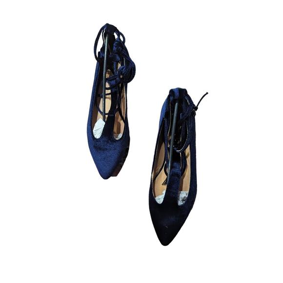 NWT YOKI Flats Velvet Lace Up Navy size 9 - Picture 2 of 5